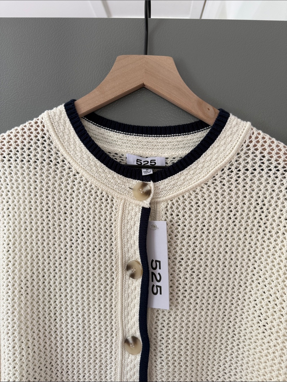 525 America Mesh Long Sleeve Cardigan Size M NWT - Picture 3 of 6